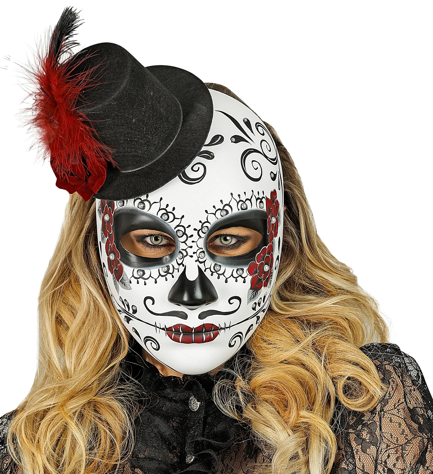 Day of the Dead masker met hoed - Image 3
