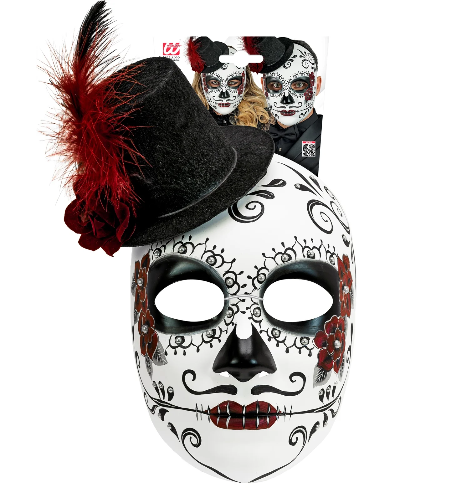 Day of the Dead masker met hoed - Image 4
