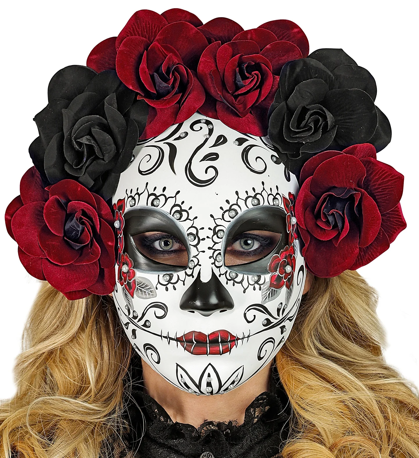 Day of the Dead masker met rozen - Image 2