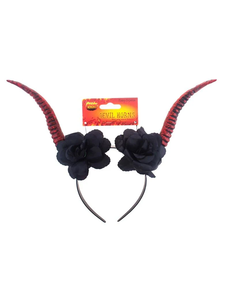 Diadeem met duivelshoorn en bloemen - Image 2