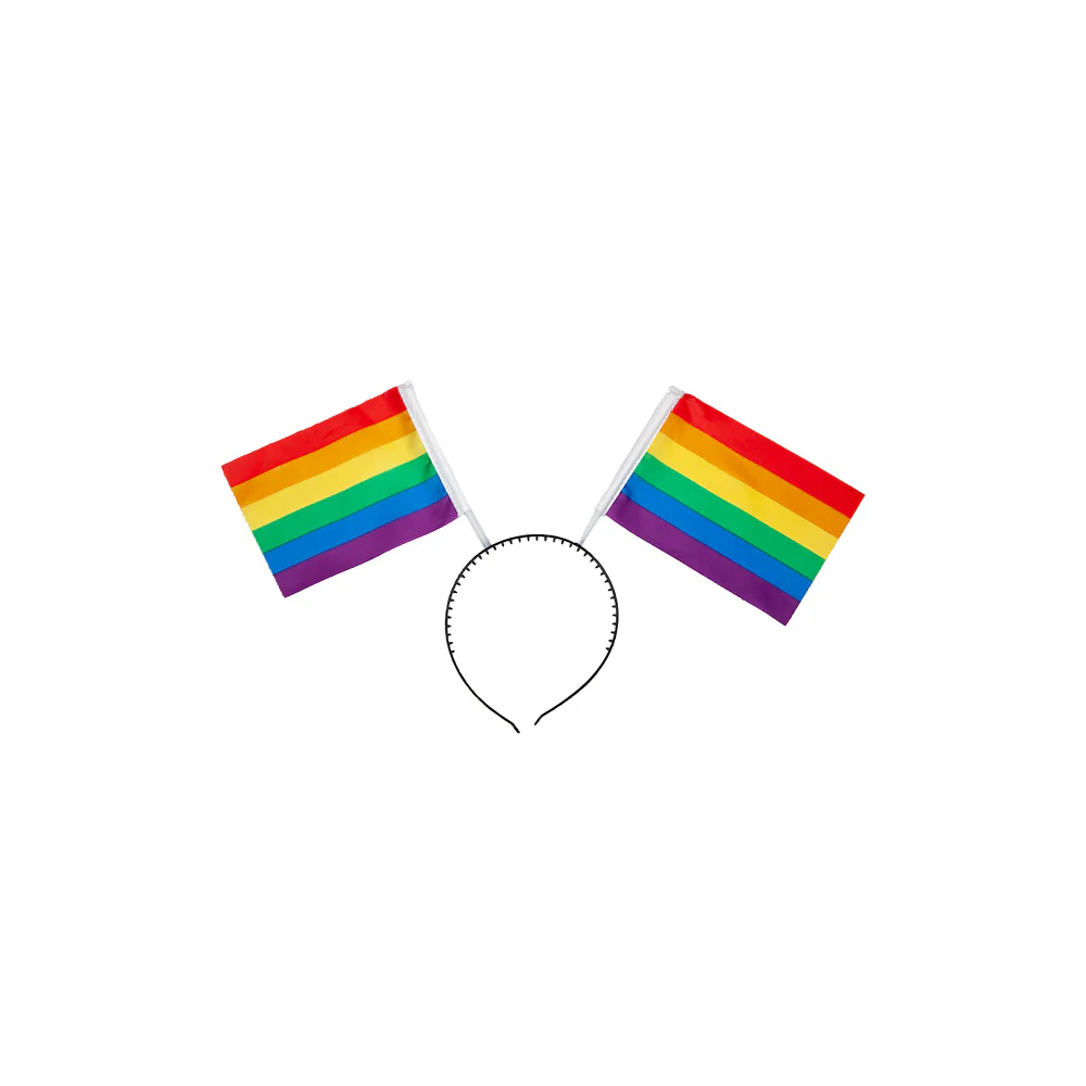 Diadeem met twee regenboog vlaggetjes