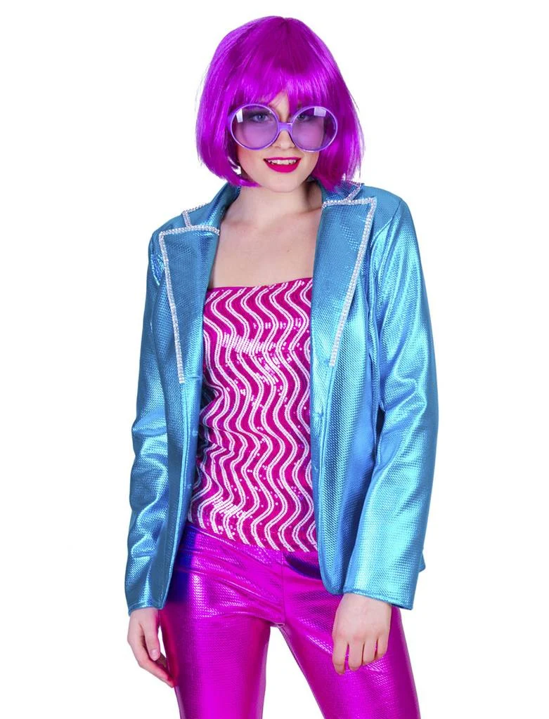 Disco kostuum Fever dames blauw - Image 2
