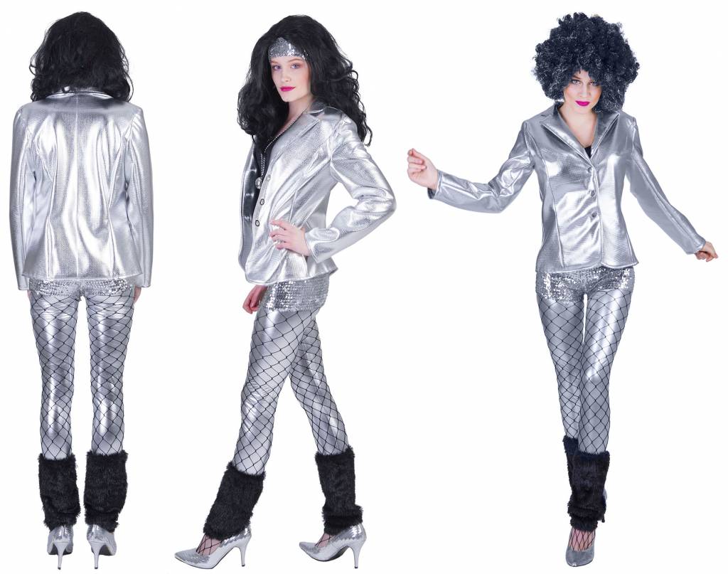 Disco jas Fever zilver dames - Image 5