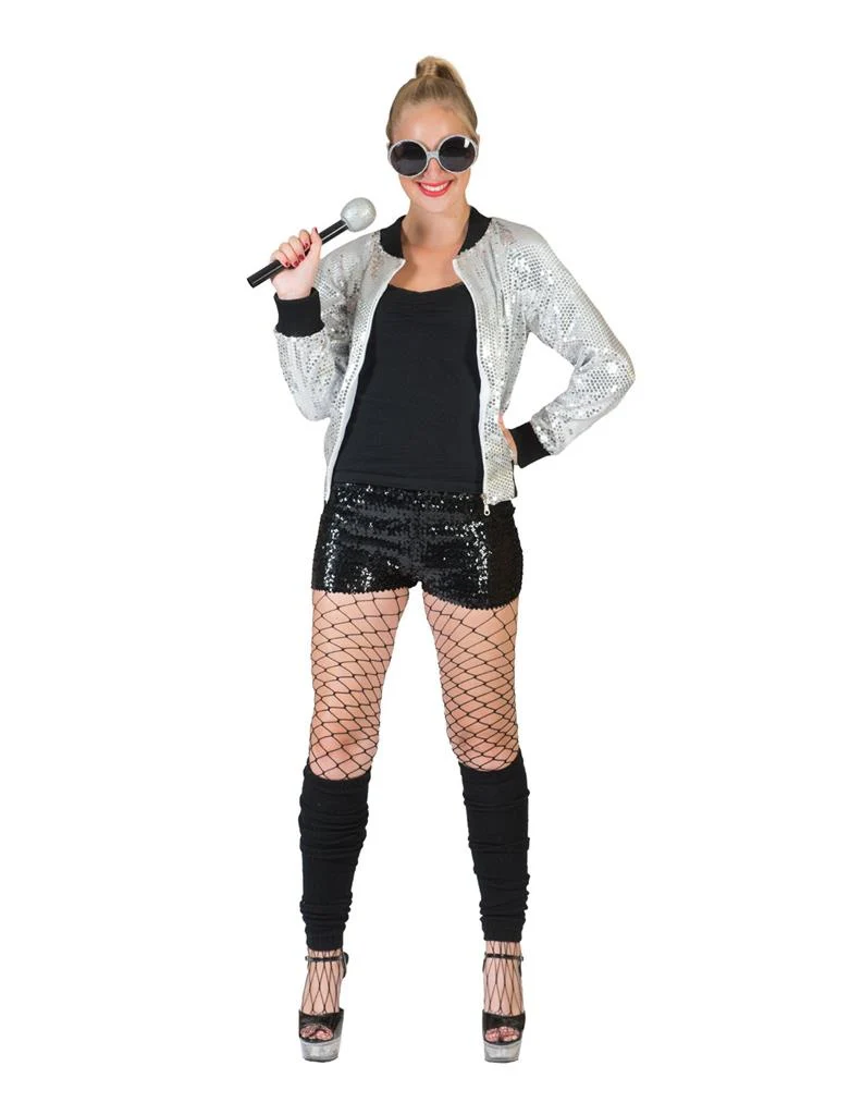 Disco glitter korte broek zwart
