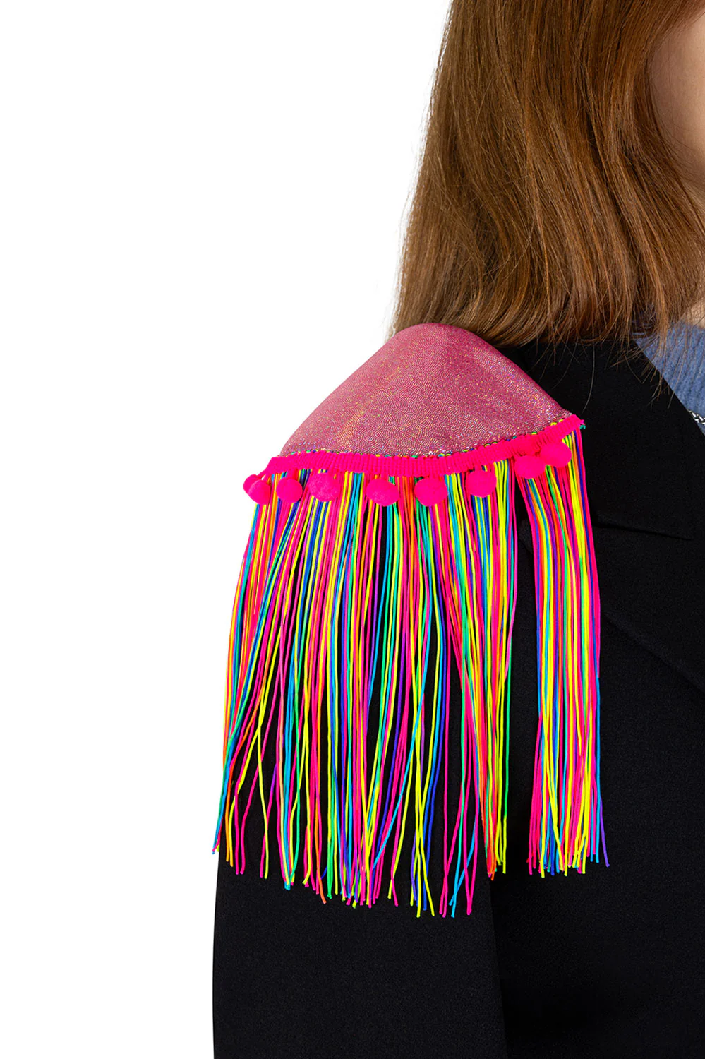 Epauletten shiny pink neon franjes