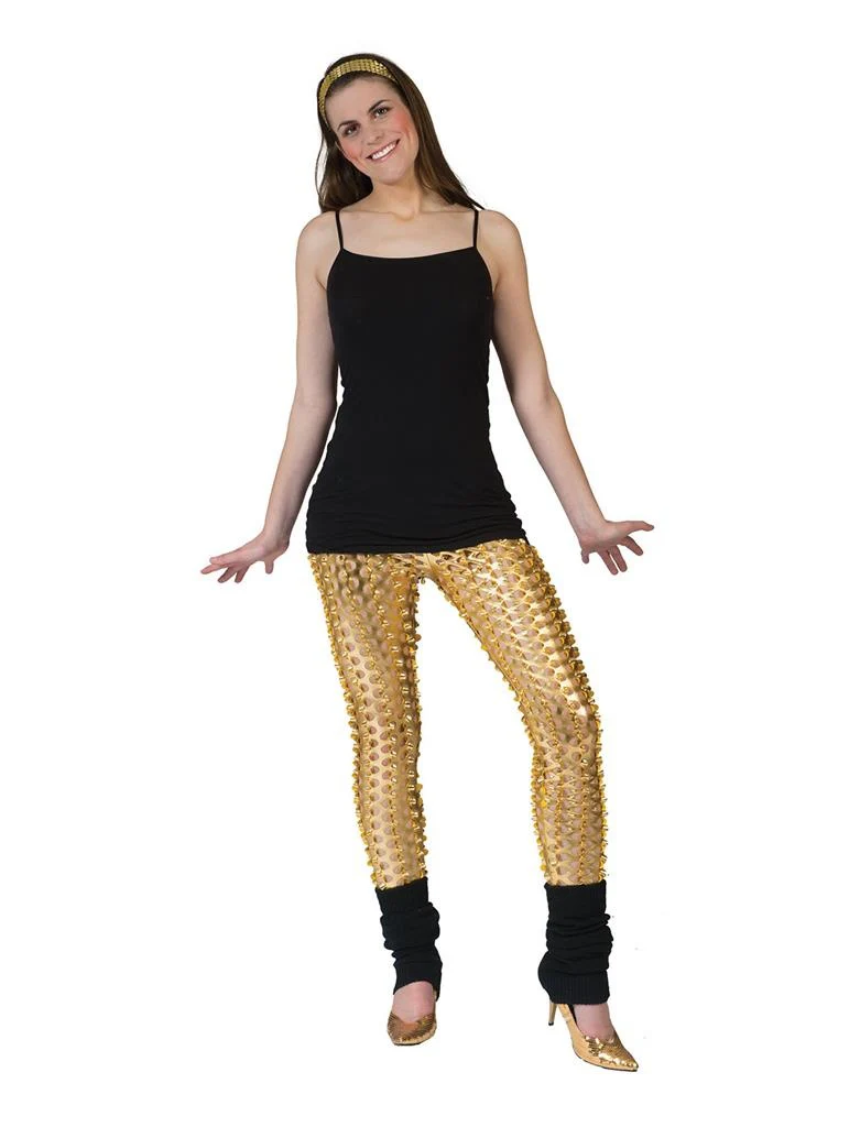 Legging in goud met gaatjes
