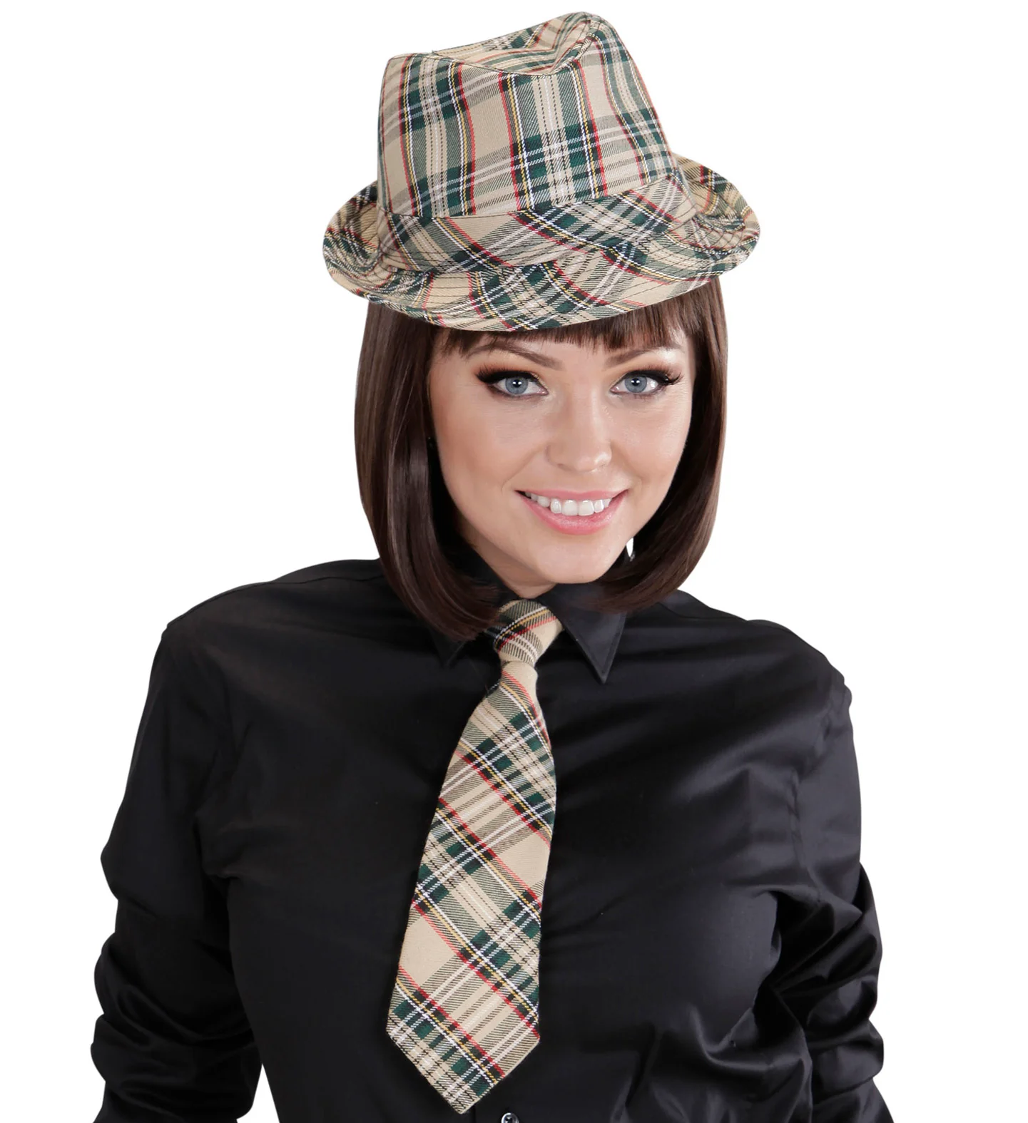 Fedora Grijs Met Tartan Print - Image 4