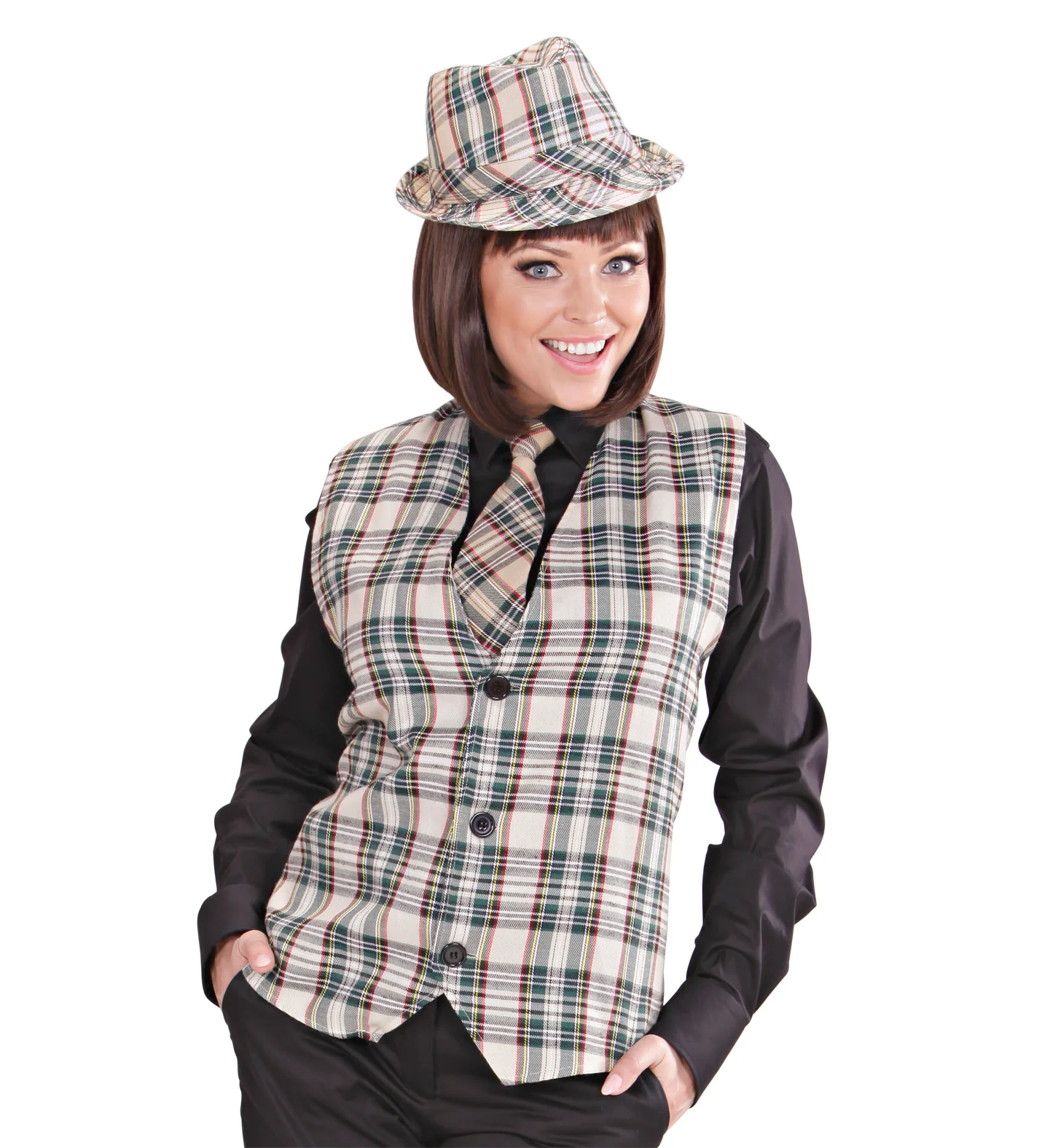 Fedora Grijs Met Tartan Print - Image 6