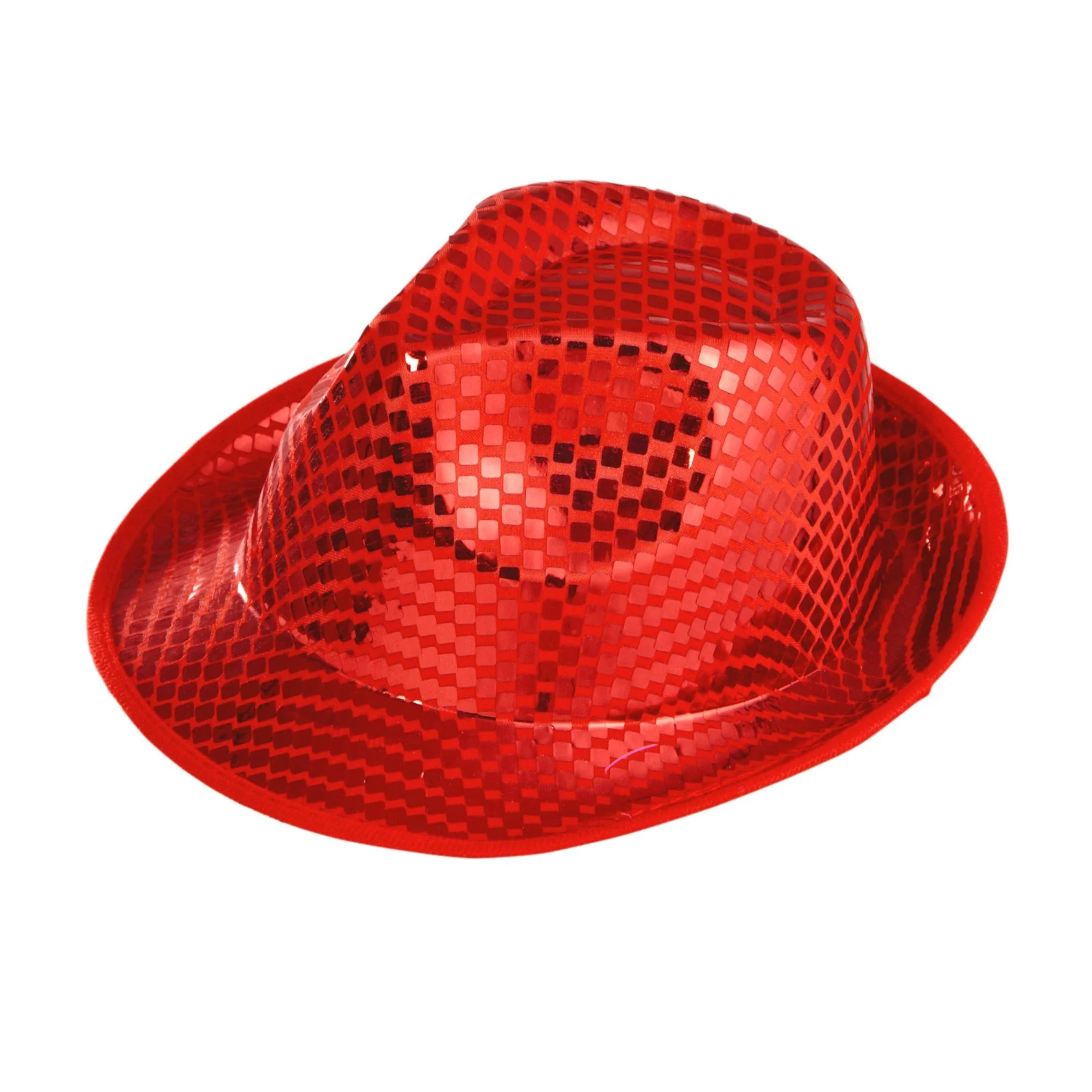 fedora hoed vierkante pailletten rood - Image 2
