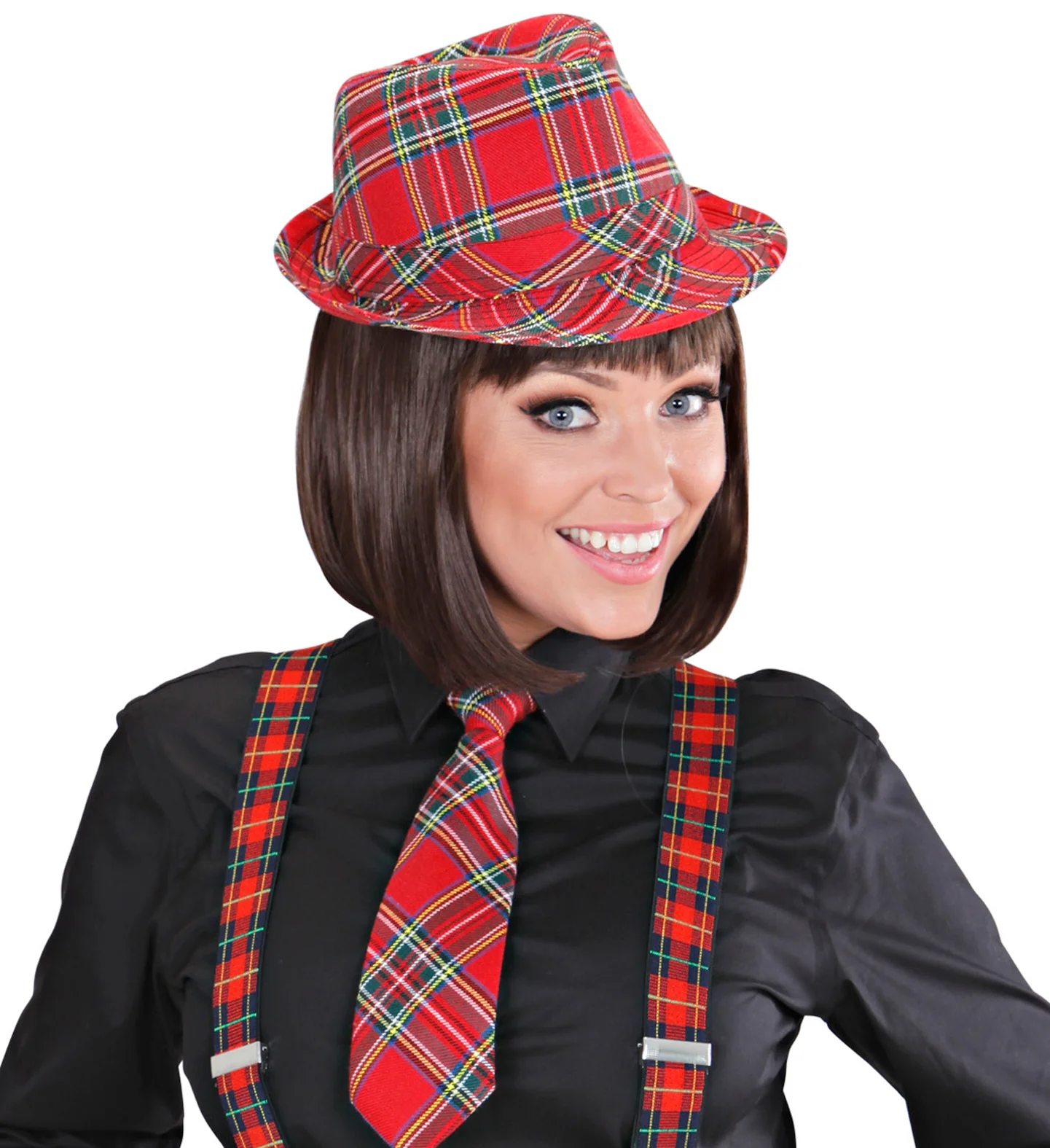 Fedora Rood Met Tartan Print - Image 6