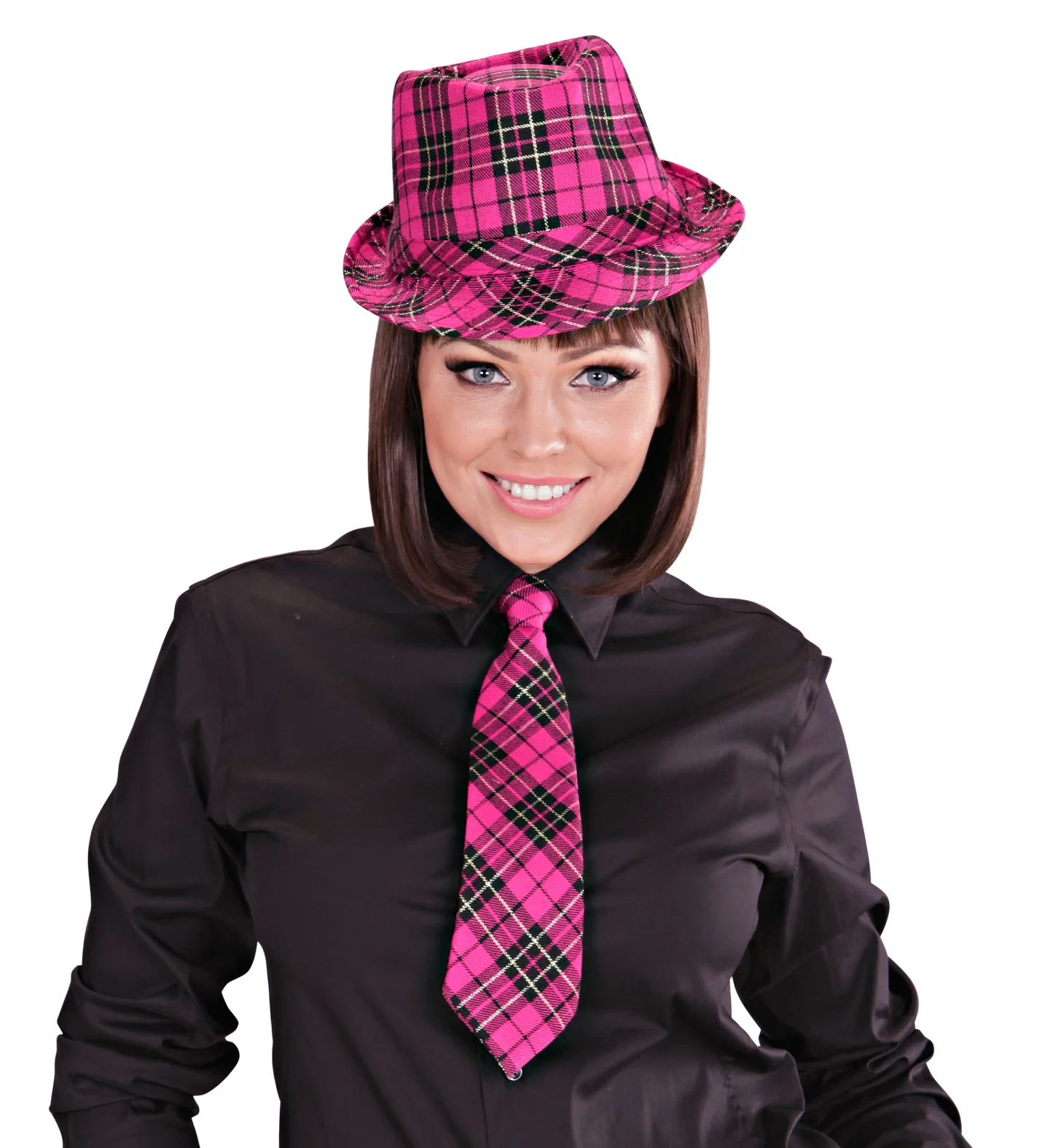 Fedora Rose Met Tartan Print - Image 5