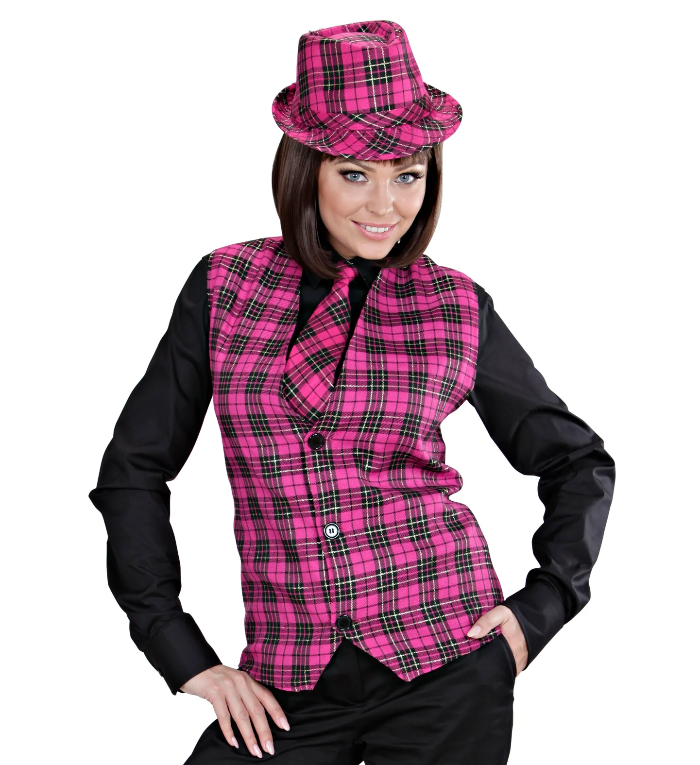 Fedora Rose Met Tartan Print - Image 6