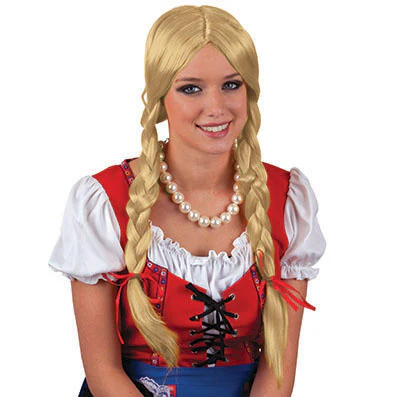Heidi pruik blond met vlechten