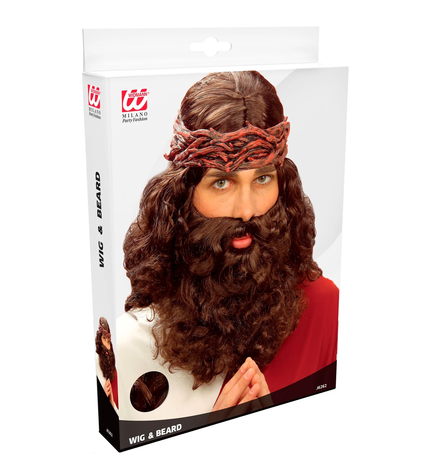 Jezus pruik met baard en snor bruin - Image 2