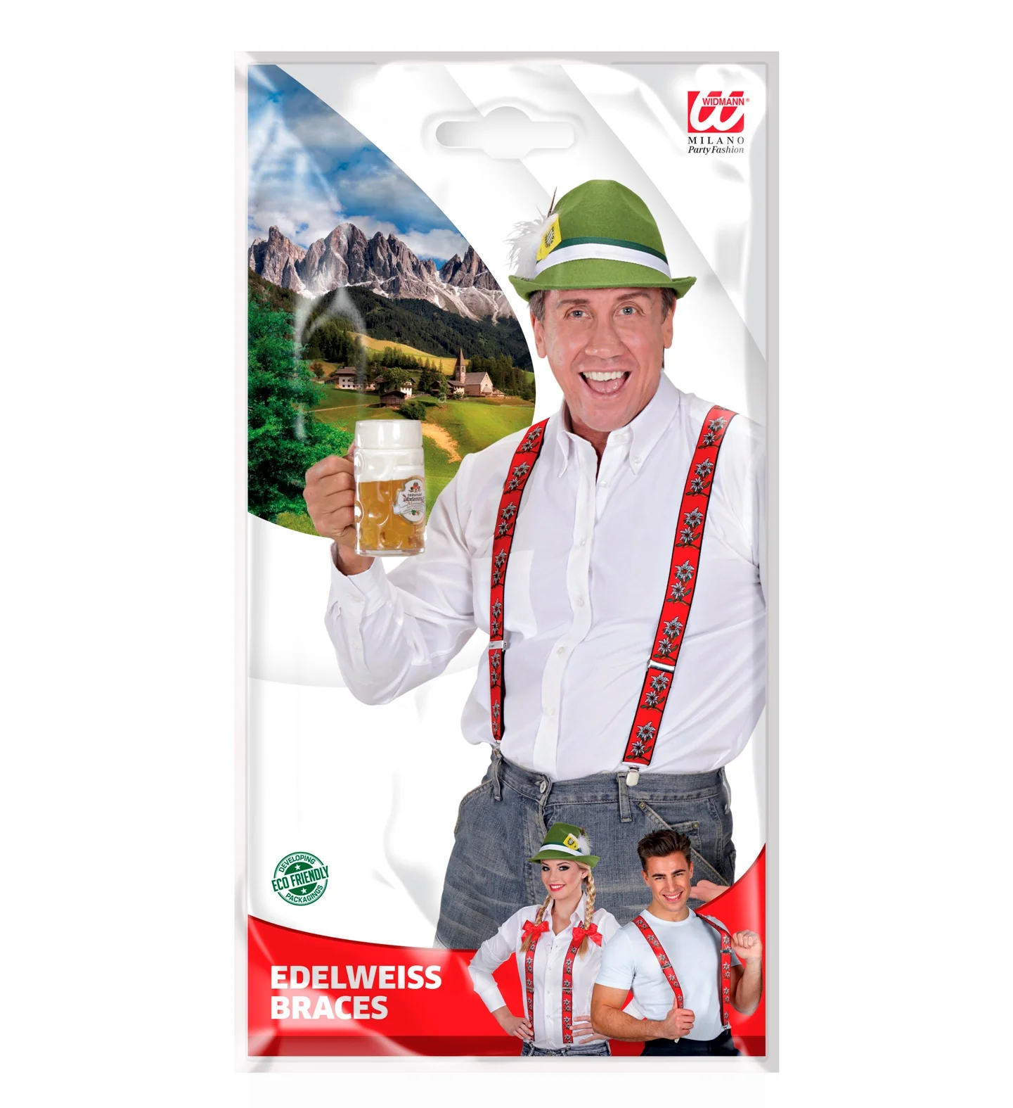 Tiroler Edelweiss bretels oktoberfeest rood - Image 5