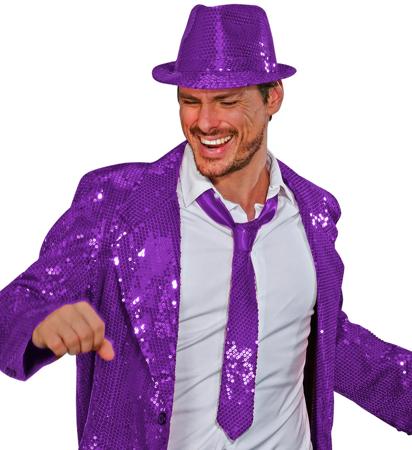 Glitter stropdas paars pailletten - Image 4