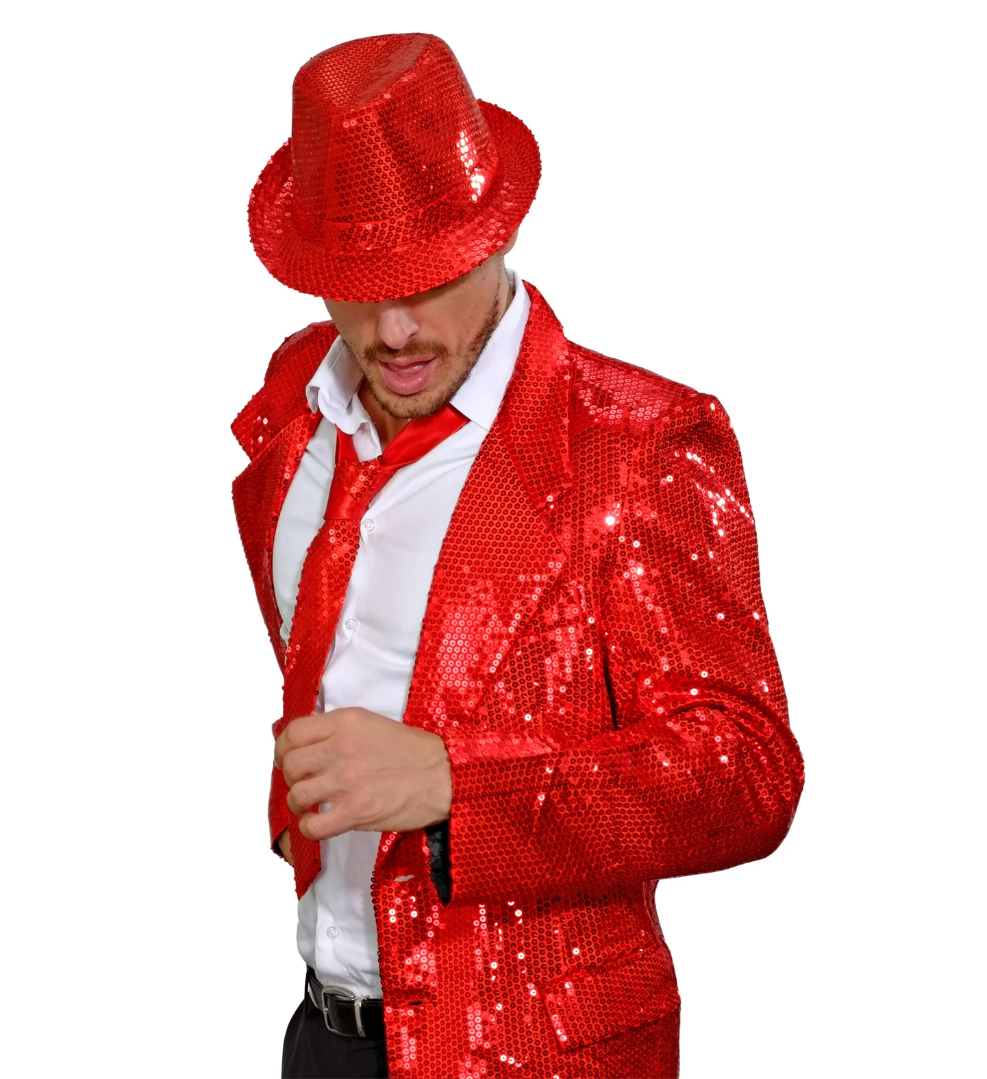 Glitter stropdas rood pailletten - Image 3