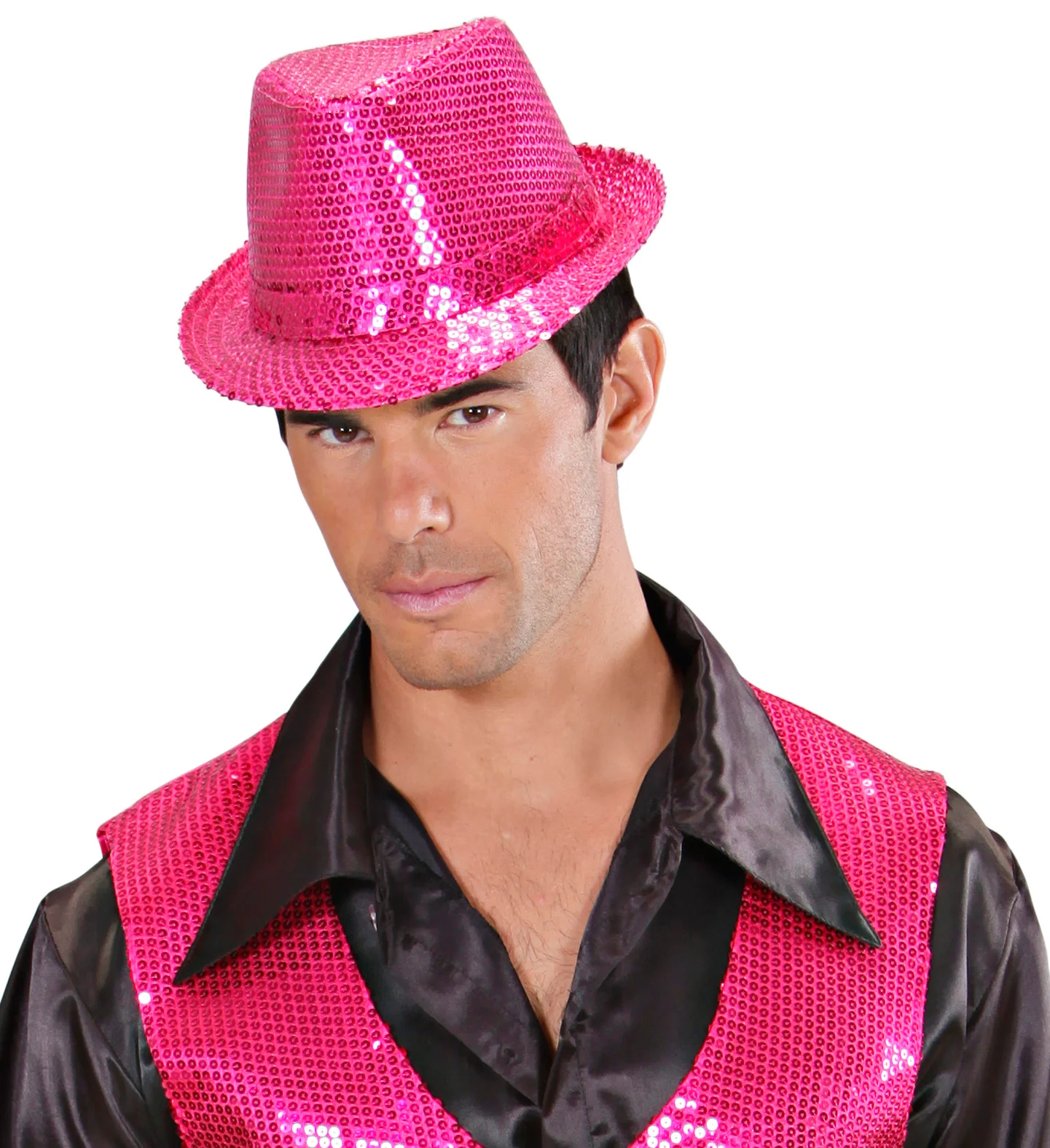 Glitter gleufhoed roze pailletten - Image 4