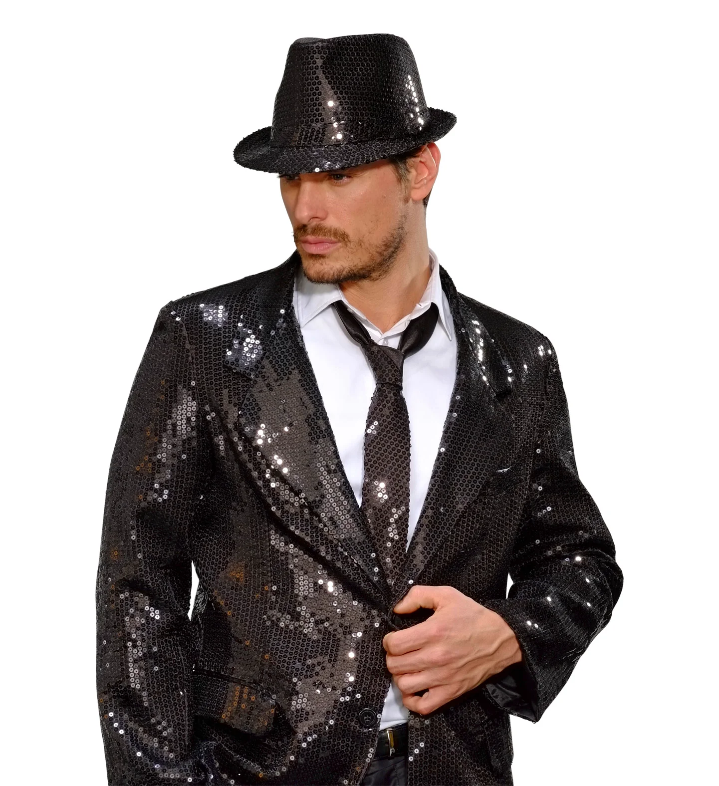 Glitter stropdas zwart pailletten - Image 4