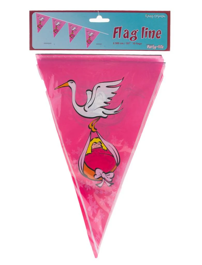 Roze vlaggenlijn slinger meisje 5mtr. - Image 2