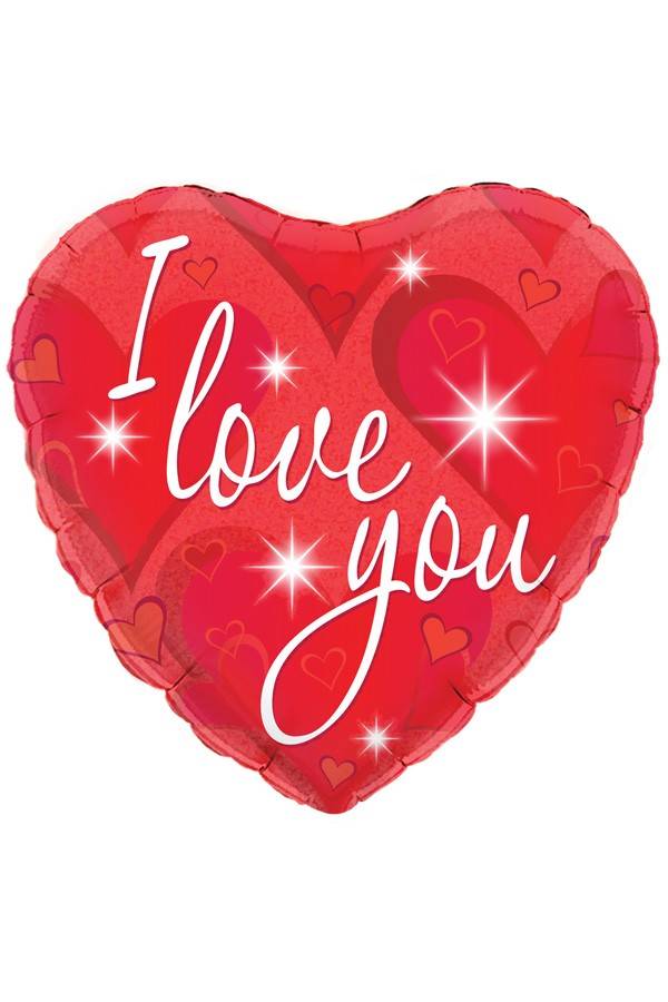 Folie-ballon hart vorm I love you 45.7cm