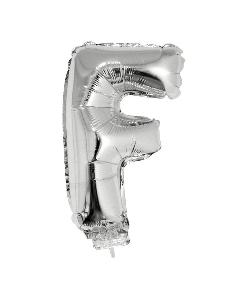 Folie ballon letter F Zilver