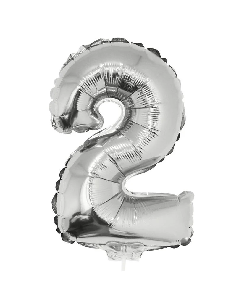 Folieballon 41 cm op stokje zilver - Image 4
