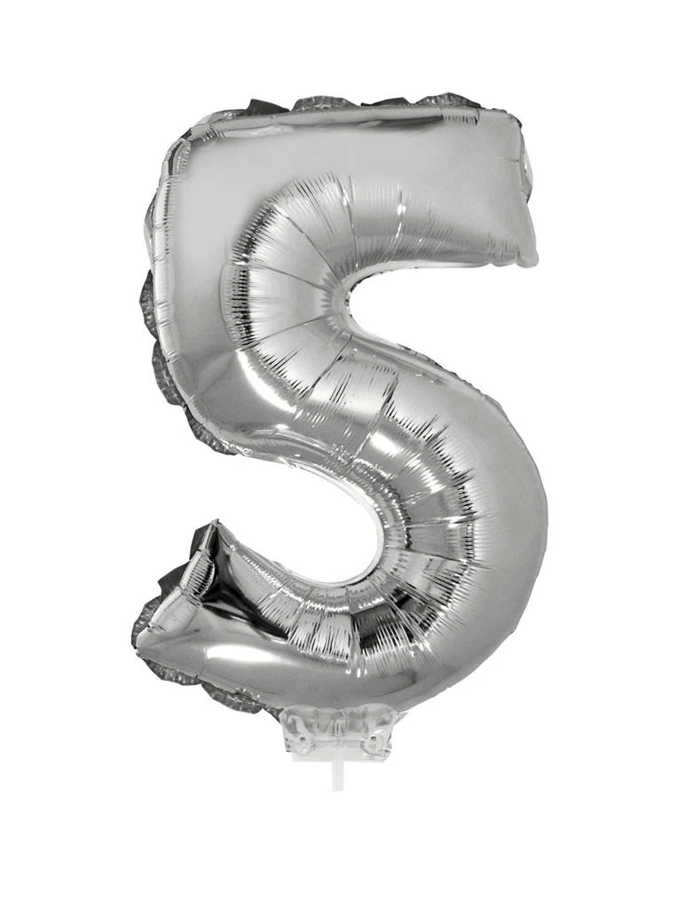 Folieballon 41 cm op stokje zilver - Image 7