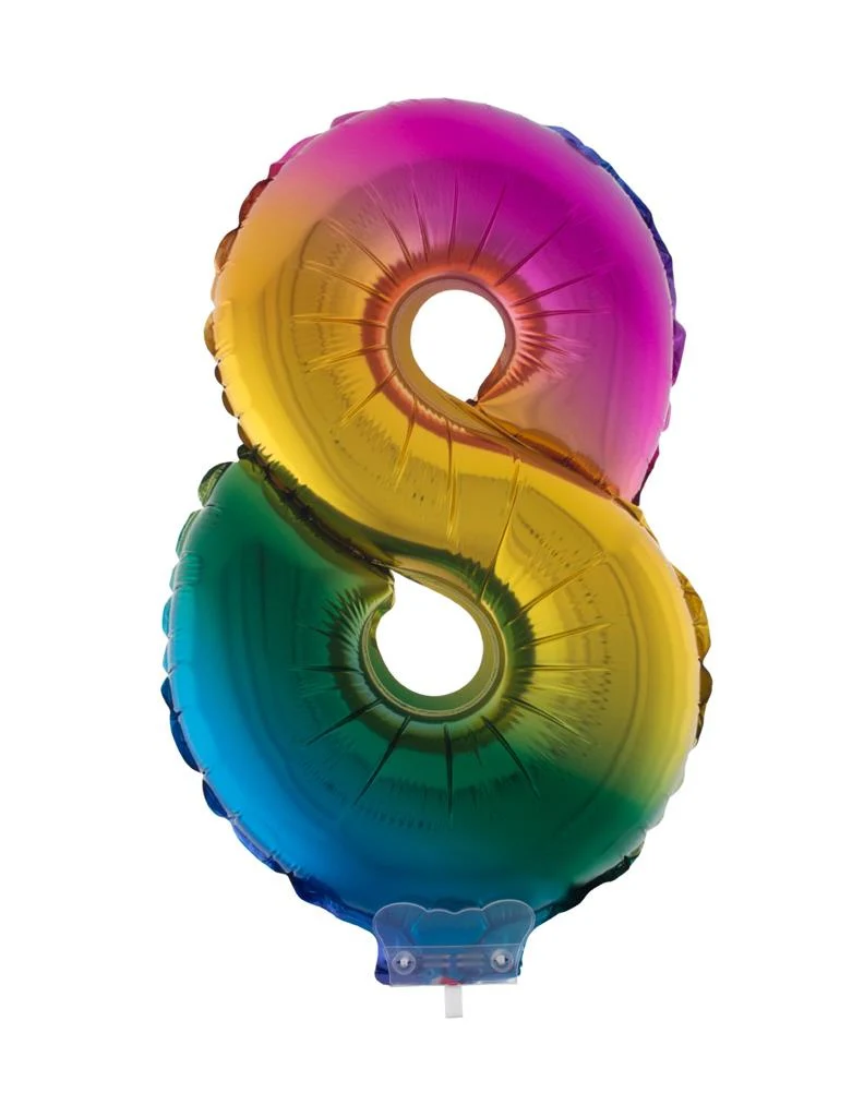 Folieballon 41 cm op stokje regenboog - Image 10