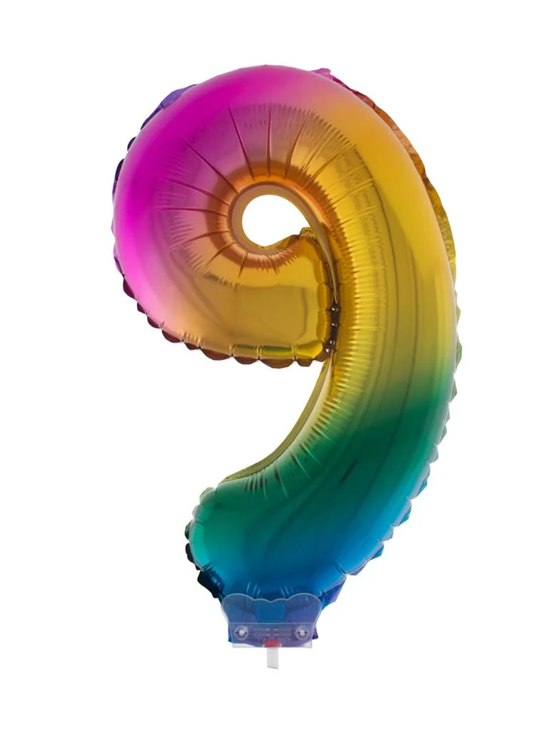 Folieballon 41 cm op stokje regenboog - Image 11
