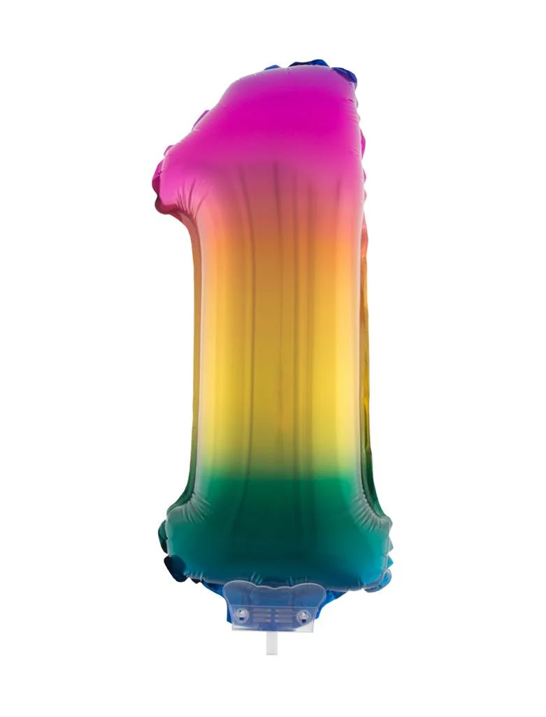 Folieballon 41 cm op stokje regenboog - Image 3