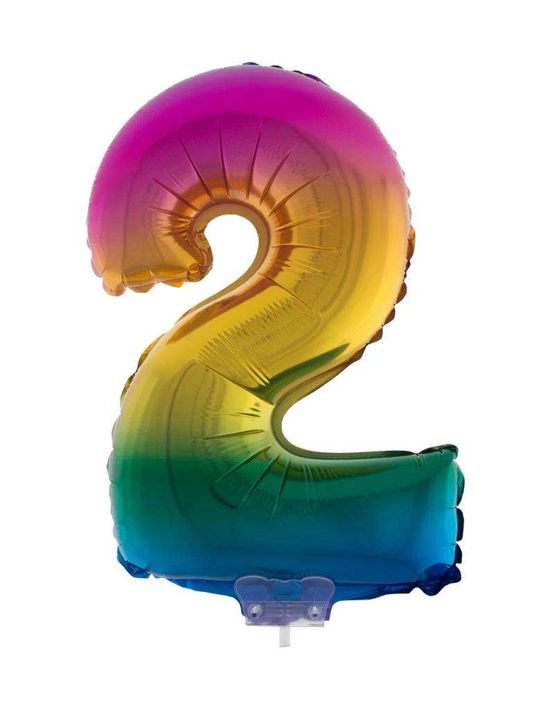 Folieballon 41 cm op stokje regenboog - Image 4