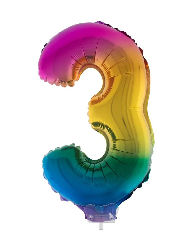 Folieballon 41 cm op stokje regenboog - Image 5