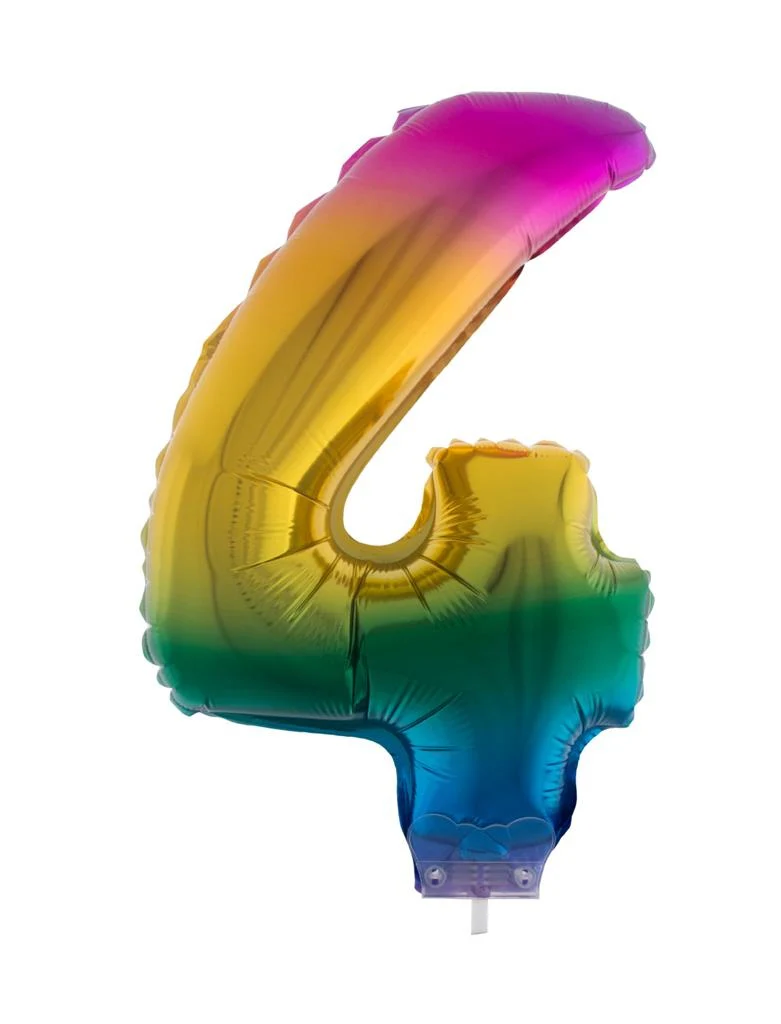 Folieballon 41 cm op stokje regenboog - Image 6