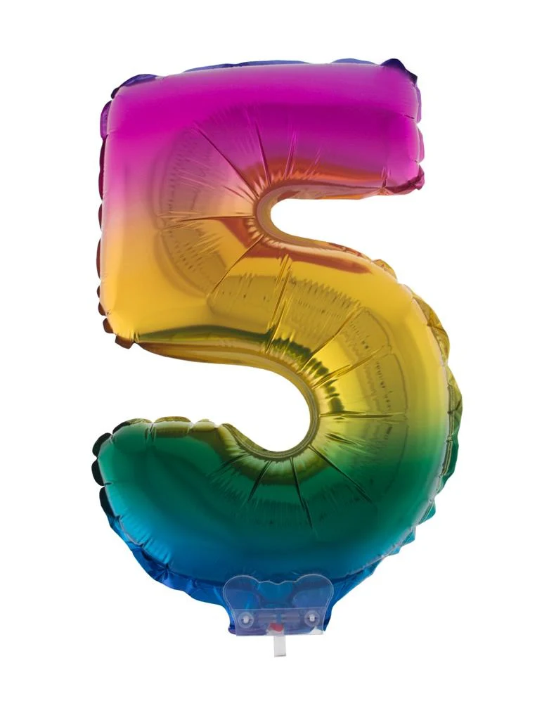 Folieballon 41 cm op stokje regenboog - Image 7