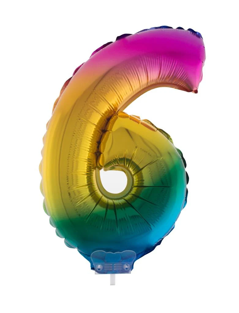 Folieballon 41 cm op stokje regenboog - Image 8
