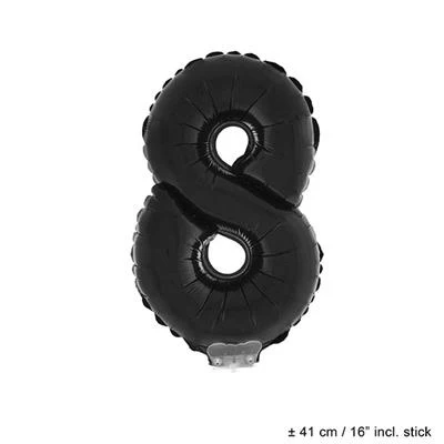 Folieballon 41 cm op stokje zwart - Image 10