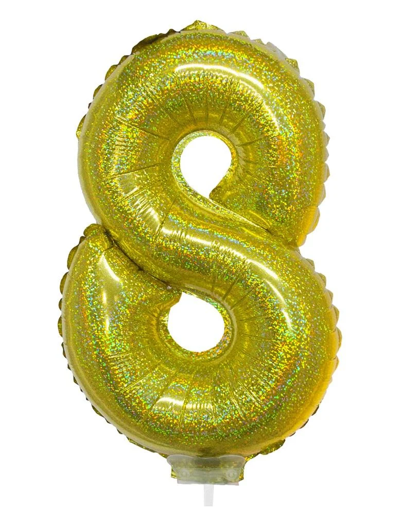 Folieballon 41cm op stokje glitter goud - Image 10