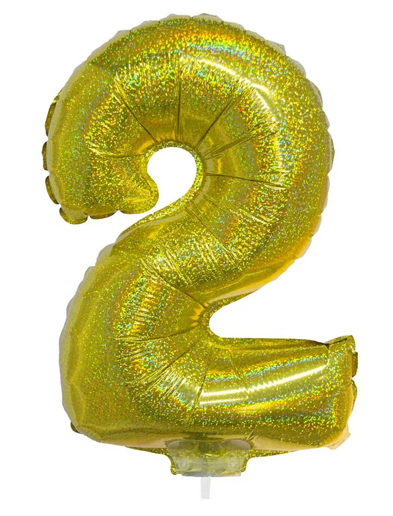 Folieballon 41cm op stokje glitter goud - Image 4