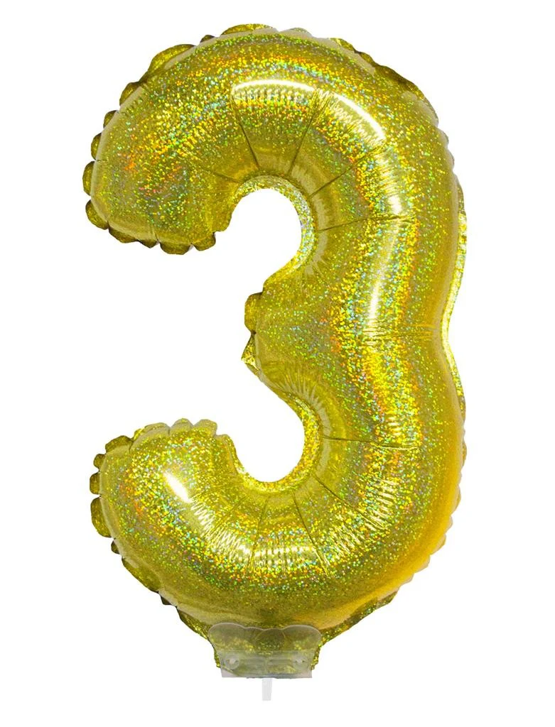 Folieballon 41cm op stokje glitter goud - Image 5