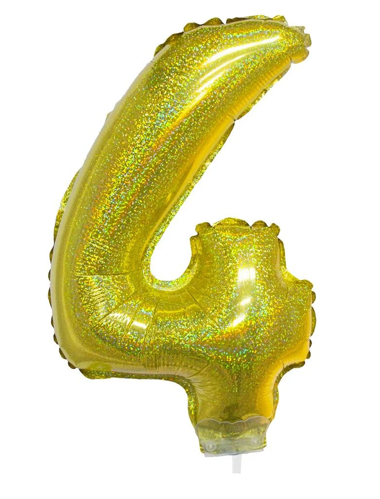 Folieballon 41cm op stokje glitter goud - Image 6