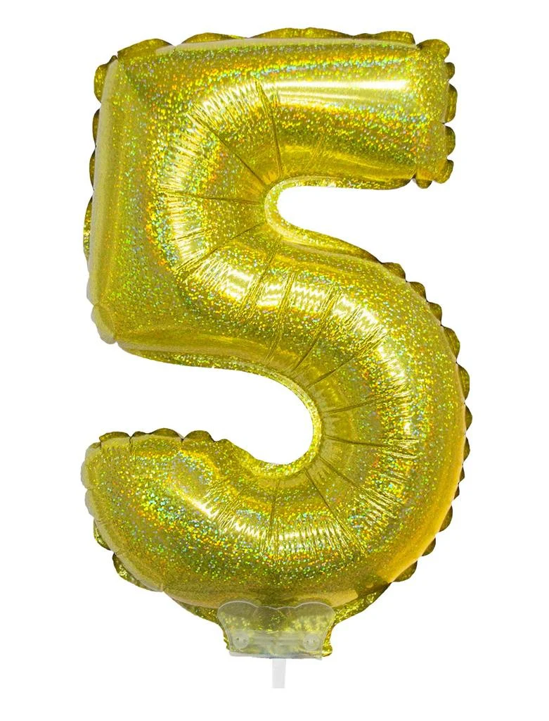 Folieballon 41cm op stokje glitter goud - Image 7