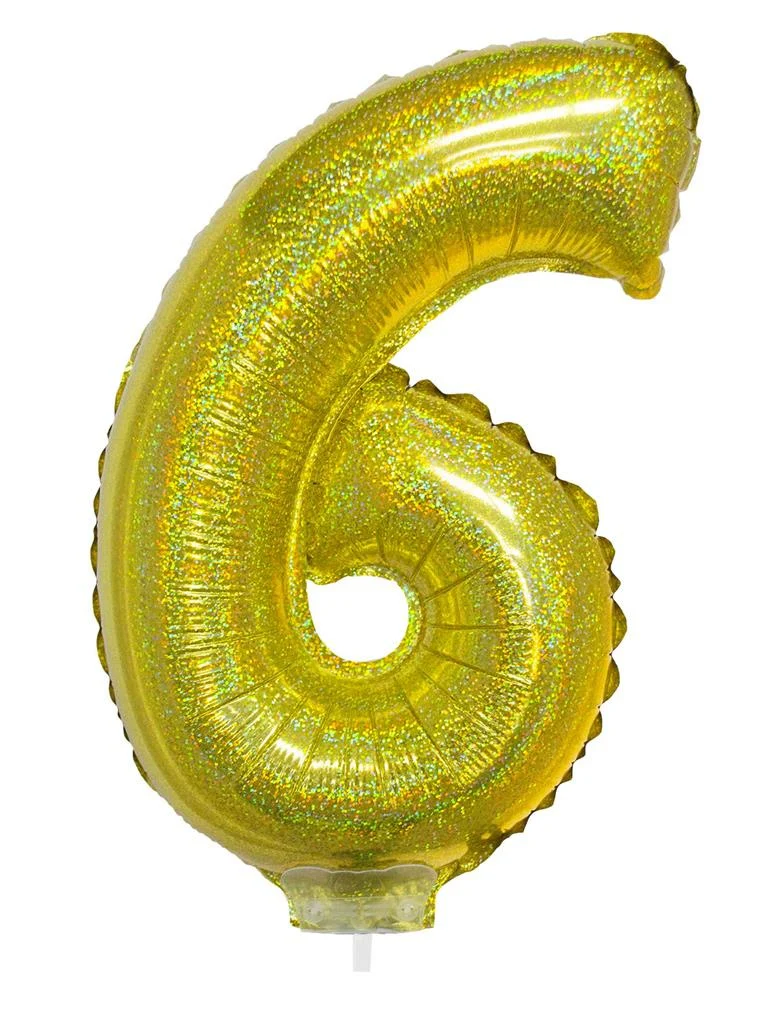 Folieballon 41cm op stokje glitter goud - Image 8