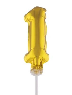 Folieballon 13 cm op stokje goud - Image 3