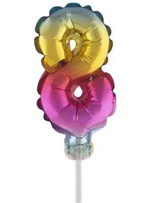 Folieballon 13 cm op stokje regenboog - Image 10