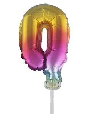 Folieballon 13 cm op stokje regenboog - Image 2
