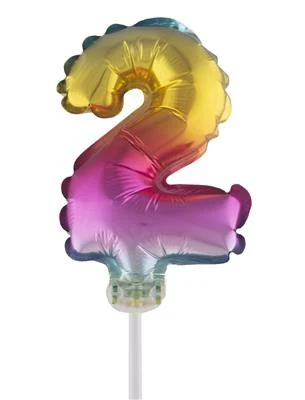 Folieballon 13 cm op stokje regenboog - Image 4