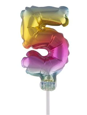 Folieballon 13 cm op stokje regenboog - Image 7