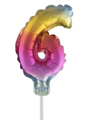 Folieballon 13 cm op stokje regenboog - Image 8