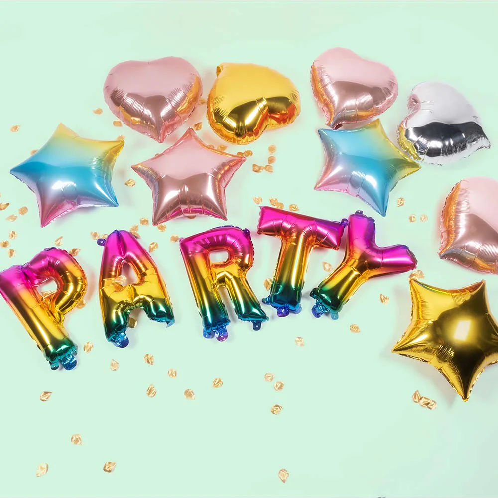 Folieballonslinger 'Party' regenboog - Image 2